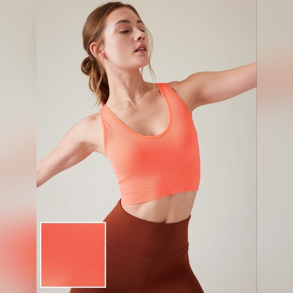 NWT Athleta Aurora Crop Rib Coral Tank - Picture 1 of 13